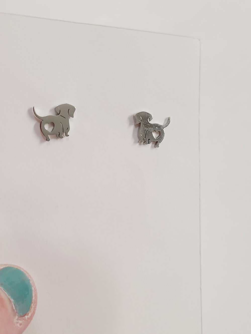 Cute Dog Silhouette Stainless Steel Stud Earrings - Silver